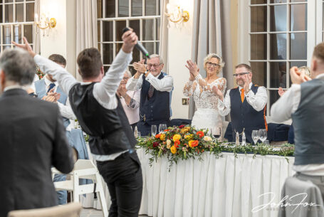 The Singing Waiter Masters entertaining guests at Joanne and Kevin's wedding celebrations