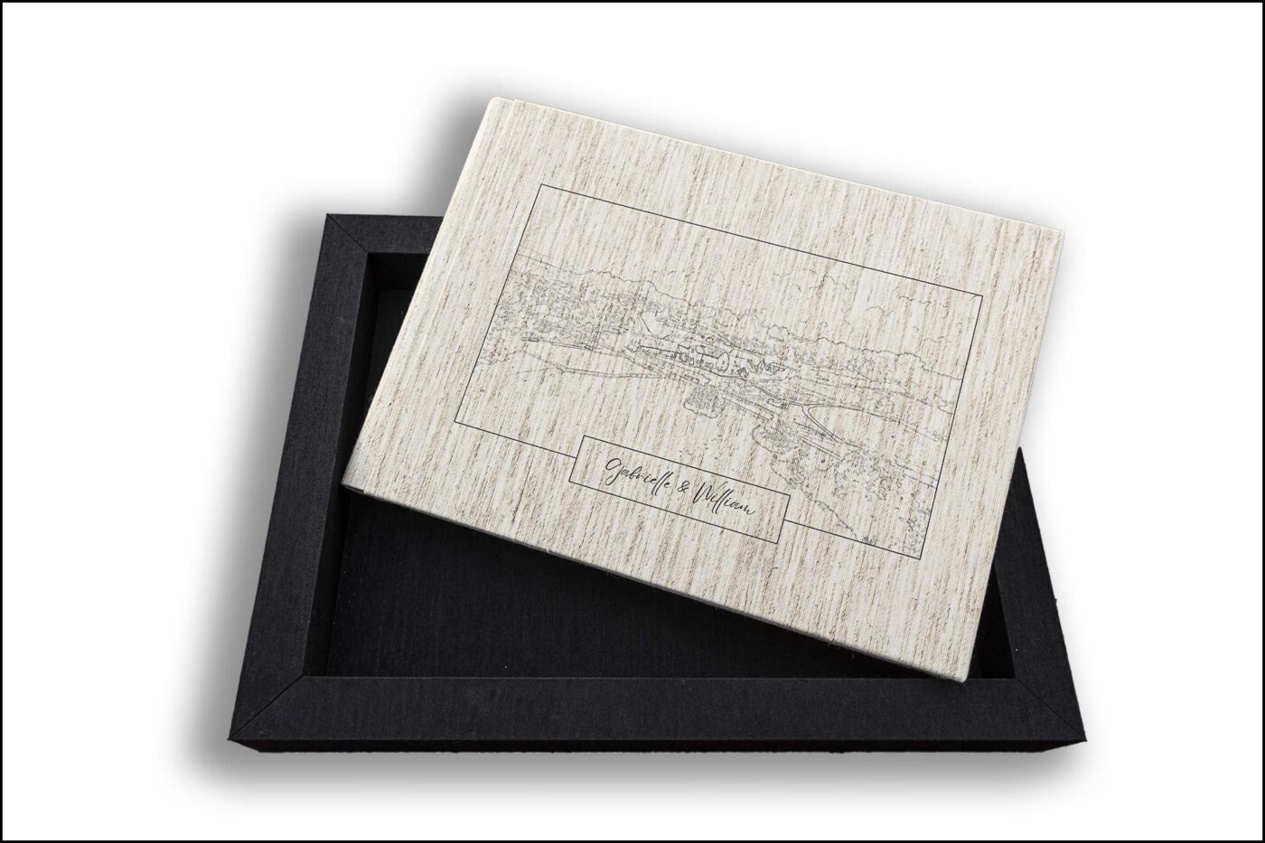 The Exclusive Wedding Album option created for Gabrielle and William’s wedding at Kingscote Barn by John Fox
