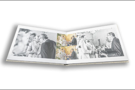 Exclusive Wedding Album opened at the pages of the ceremony for Gabrielle and William’s wedding in Gloucestershire. Photo by John Fox Wedding Photography