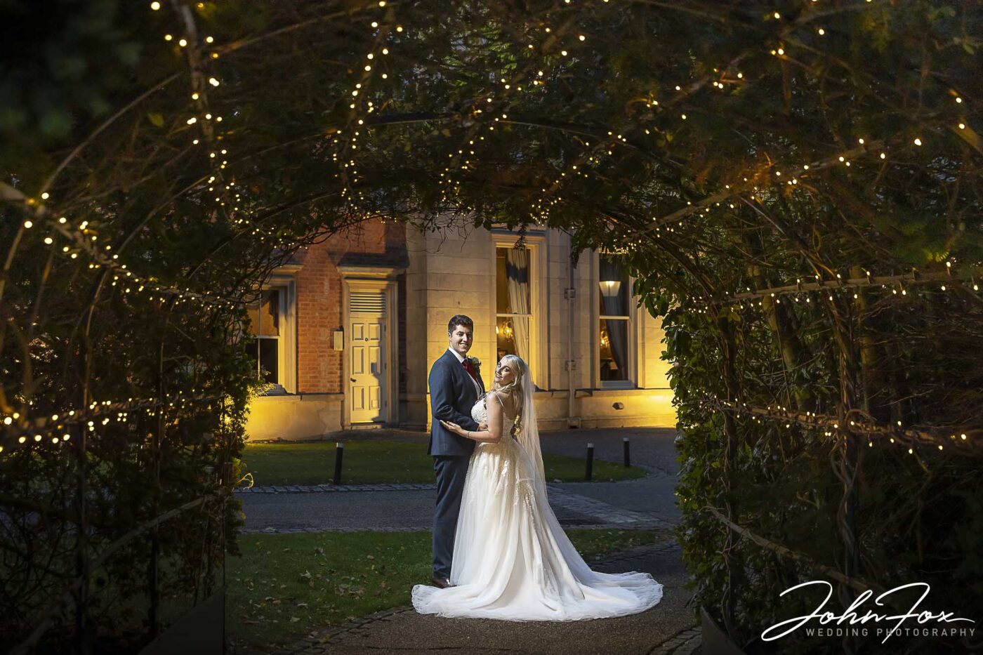 Emma and Daniel on the evening of their wedding day at Kilworth House. Professional Wedding Photographer in Leicestershire, John Fox.
