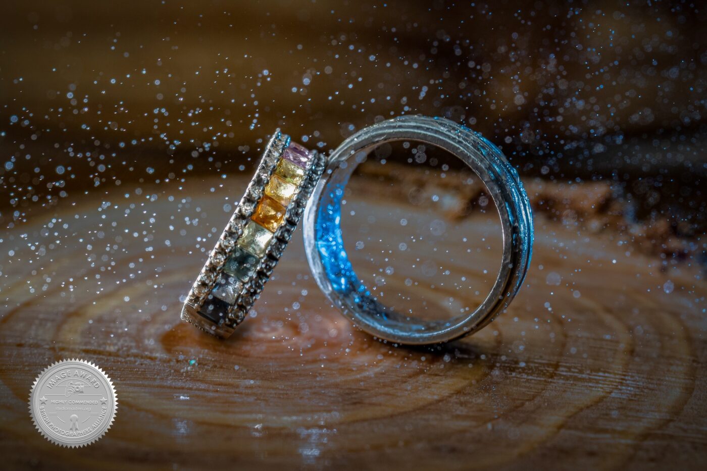 Another award-winning image by John Fox Wedding Photography. A Wedding ring image giving depth and personality to a wedding collection.