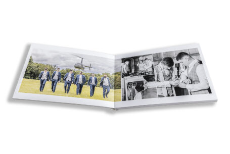 Zoe and Josh’s Wedding Album opened at the pages showcasing the groom and his entourage getting ready.