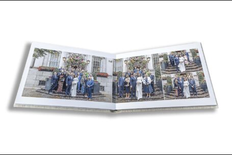 Amanda and Alex’s wedding album showing images of the couple with family and friends outside Chelsea Registry Office