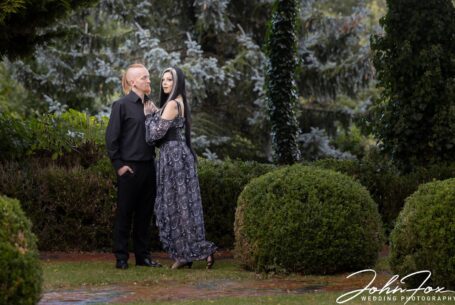 Louise and Jason, the bride and groom-to-be, exploring the grounds at Moreteyne Manor while on their pre-wedding photo shoot with John Fox.