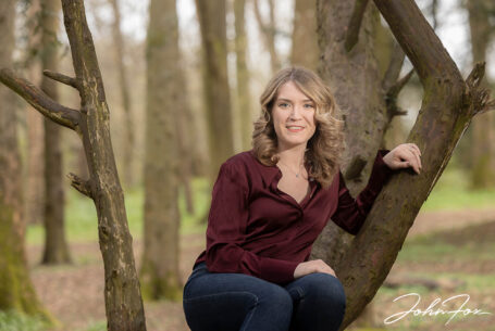 Woodland pre-wedding shoot image of the bride Isobel in Warwickshire