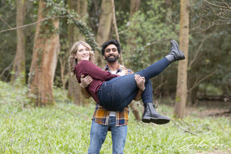 Pre-wedding and wedding photography Warwickshire: Roshan lifting up his bride-to-be Isobel